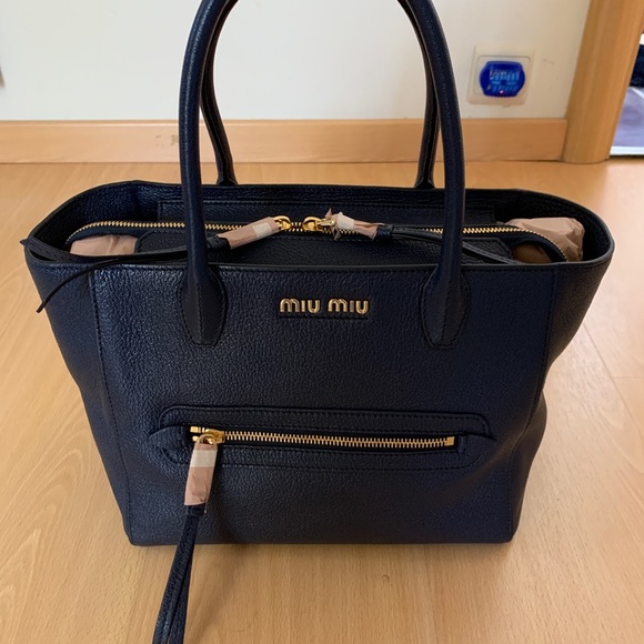 NWT MIU MIU Leather Handbag (Navy) - Picture 2 of 11